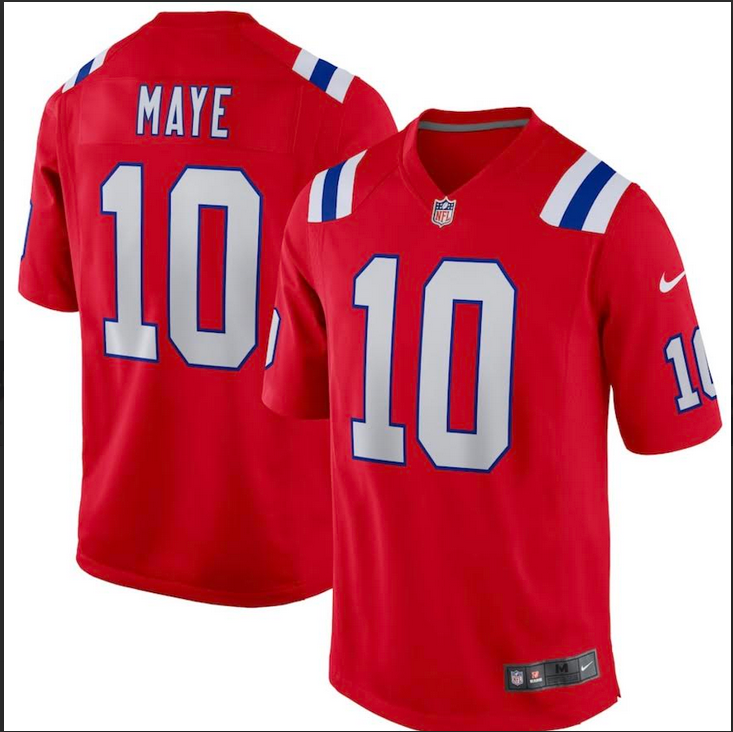 Youth  New England Patriots #10 Maye red Nike 2025 NFL jersey->new england patriots->NFL Jersey